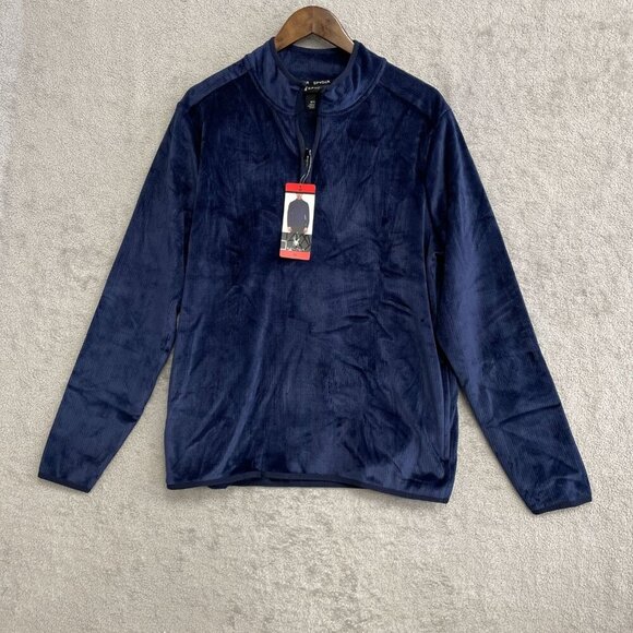 NEW Spyder Navy Men's M Blue 1/4 Zip Pullover Polyester & Spandex Sweatshirt - Picture 1 of 10